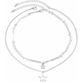 2-3 Pcs Y2k Necklace Layered Star Pendant Necklace Set Fashion Hollow Five-Pointed Star Choker Necklace Simple For Women Girls Jewelry Gift