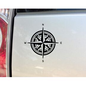 Compass Vinyl Decal Laptop Car Truck Bumper Window Sticker, 5.5" x 5.5", Black