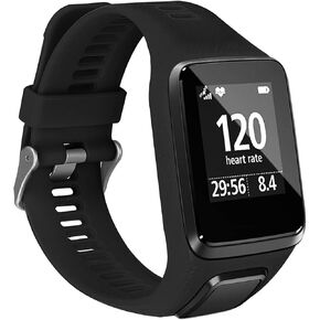 حزام kwmobile متوافق مع حزام TomTom Adventurer/Runner 3/Spark 3/Golfer 2 - سوار ساعة بديل من السيليكون - أسود