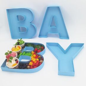 12inch Fillable Baby Cardboard Letters for Baby Shower Gender Reveal, Sweet Serving Tray, Charcuterie Party Decorative Box, Food Cupcake Display Paper Mache (White)