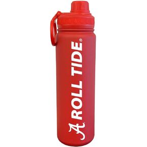 Campus Colors NCAA Stainless Steel Water Bottle - Twist on cap - 24 oz - Carry Clip - Keeps Your Drinks Hot or Cold for Hours (Alabama Crimson Tide - Red)