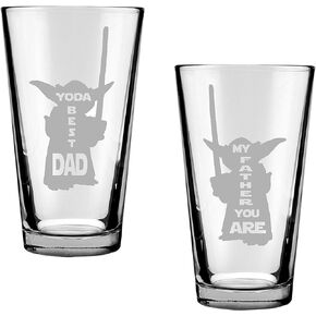 My Father You Are & Best Dad Drinking Glass Set of 2: Engraved Star Dad In The Galaxy Wars Gift Set