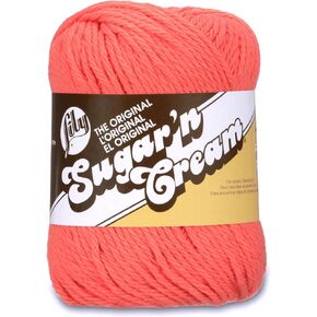 Lily Sugar 'N Cream The Original Solid Yarn, 2.5oz, Medium 4 Gauge, 100% Cotton - Tangerine - Machine Wash & Dry