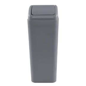 Plastic Waste Bin with Swing Lid, 14 Liter Garbage Can, 1 Pack (Black)