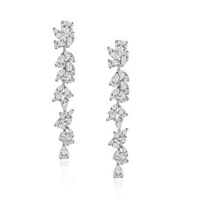 Leaf Cubic Zirconia Bridal Earrings for Wedding Silver Crystal Dangle Earrings for Women Leaf Earrings Hypoallergenic Formal Jewelry Chandelier Earrings for Women