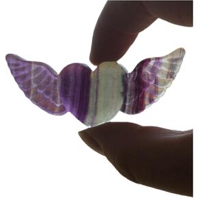 Fluorite Crystal Heart Stone Natural Fluorite Crystal Heart Healing Fluorite Crystal Heart Hand Carved Rainbow Fluorite Worry Stone Heart Shaped Rocks for Meditation Rainbow Fluorite Palm Stone