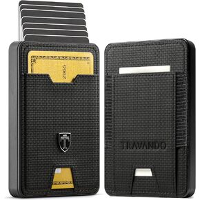 TRAVANDO Swype Slim Wallet for Men Metal RFID Blocking Mens Wallet Card Case (Money Pocket, Black & Chess)