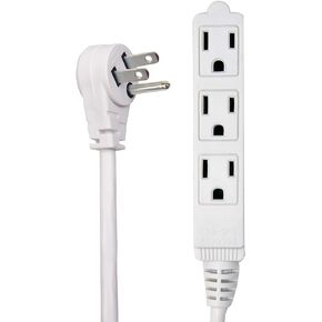 Flat Multiple Outlet Extension Cord 8 Ft for Indoor Use by Electes- UL-Listed 3-Prong Multi Extension Wire- Space-Saving Flat Angled Extension Cord- White
