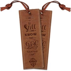 Zonon 2 Pcs Christian Leather Bookmark Christian Bookmark Gifts Inspirational Bible Verse with Tassel Religious Motivational for Women Men Father Day Christmas Housekeeper