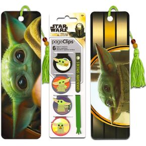 Star Wars Baby Yoda Bookmark Set - Bundle with 3 Mandalorian Bookmarks for Kids and Adults Featuring Baby Yoda and Ahsoka (Mandalorian Party Favors)