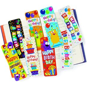 Bold & Bright Multicolor Birthday Cardstock Bookmarks - 2" x 6" (Pack of 48) - Colorful & Fun Design - Perfect Party Favors & Keepsakes
