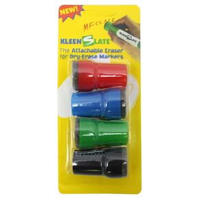 Kleenslate Concepts LLC. Kleenslate Attachable Erasers for Large Barrel Dry Erase Markers Whiteboard Accessories 4 Count (Pack of 1)