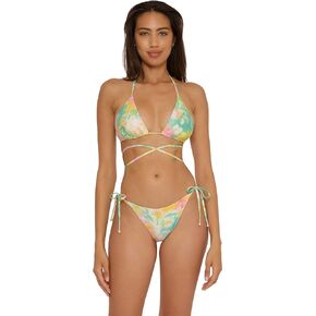 BECCA Women's Standard Rebecca Virtue Print Play Triangle Bikini Top-3-way Wear, Adjustable, Tie Back, Swimwear Separates