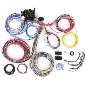 21 Circuit Wiring Harness Universal for Street Muscle Car Hot Rod Rat XL Copper Wire Harness Kit Compatible with Chevy GM Mopar Hotrods Ratrods Chrysler Ford