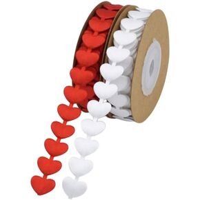 2 Roll Christmas Ribbons Heart Shape Wrapping Ribbons for DIY Crafts Hair Bow Xmas Wedding Party Supplies Red White