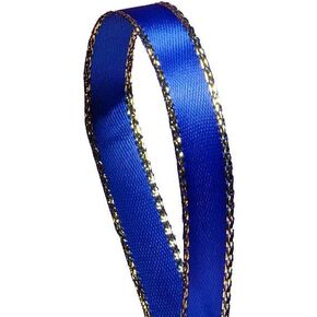 Royal Blue Satin Ribbon with Gold Edges 3/8" X 50 Yards