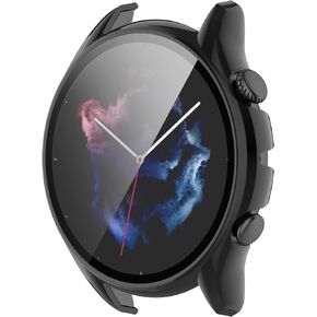 Cases Compatible with Amazfit GTR 3 Pro/GTR 3 Watch Case Soft TPU Shockproof Bumper Cover Screen Protector Case for Amazfit GTR 3 Pro Accessories (Black)