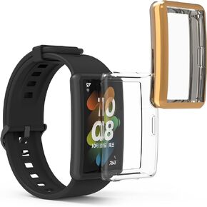 kwmobile Case Compatible with Huawei Band 7 / Band 6 / Honor Band 6 (Set of 2) - Smart Watch/Fitness Tracker Cover - Transparent