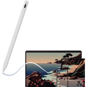 eiP S2 Stylus Pen Compatible with Touch Screens Smooth Precision Capacitive Pen Rechargeable Stylus for iPad/iPad Pro/Air/Mini/iPhone/Tablet/Android/Microsoft/Surface and Other Touch Screens, White