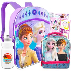 Disney Frozen Backpack with Lunch Box Set for Kids - Frozen Backpack, Frozen Lunch Bag, Stickers, Water Bottle, More | Disney Frozen Lunch Bundle