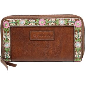 ARIAT Addison Ladies Floral Wallet, Brown