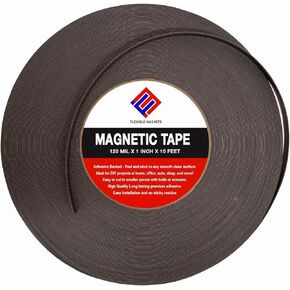 Flexible Magnets Magnetic Tape Roll with Adhesive Backing - Strip of Peel and Stick Magnets - Extremely Strong & Sticky 120 mil - (0.5" x 5')