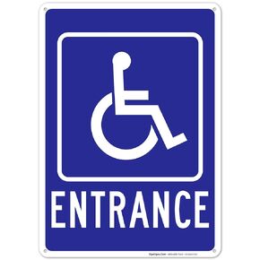 Handicap Entrance Sign, 10x14 Inches, Rust Free .040 Aluminum, Fade Resistant, Made in USA by Sigo Signs