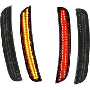 4 قطع من ROCCS مصابيح LED كهرمانية وحمراء جانبية متوافقة مع دودج تشارجر SRT Hellcat Scat Pack 2015-2023 عدسات مدخنة، رقم جزء OEM 68214405AA/68214404AA/68214127AA