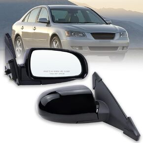 Left Driver Side Mirror Compatible with 2006 2007 2008 2009 2010 Hyundai Sonata With Power Glass Manual Folding Heated Black Replace#87610-0A000(5Pins)