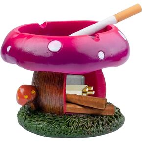 Ash Tray Cool Ashtrays for Cigarettes, Fantastical Mushroom House Ashtray Decor for Home Office, Ornament Gifts 5.5" x 4.5"
