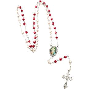 Divine Mercy Rosary with Crucifix Pendant, Cross-Shaped Keepsake Box