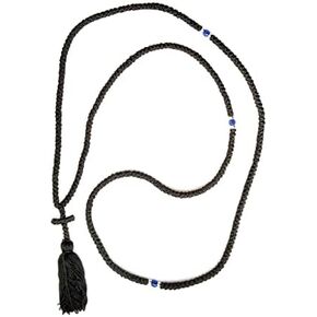 Handmade Blessed Christian Orthodox Greek Komboskoini Prayer Rope 300 Knots Pentant Black 2