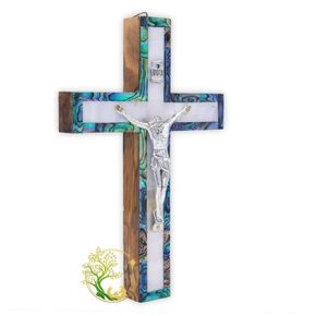 Mother of Pearl wall Crucifix | Holy wall Crucifix Catholic for home hanging Handmade in the Holy Land |Holy Decorative Wall Cross Crucifix wall coss | Religious Housewarming Gift cross for wall