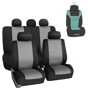 FH Group FB083115 Neoprene Seat Covers (Gray) Full Set with Gift – Universal Fit for Cars Trucks and SUVs