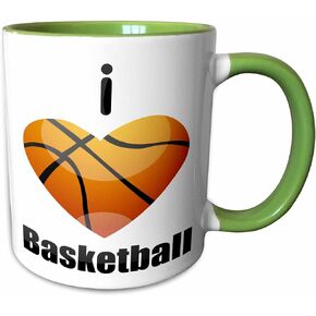 3dRose I Love Basketball Two Tone Mug, 11 oz, Black/White