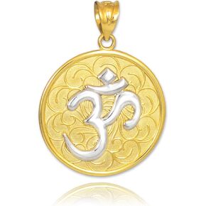 10k Two Tone Gold Om (Aum) Medallion Pendant