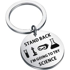 WSNANG Scientist Gift Stand Back I'M Going To Try Science Keychain Science Lover Laboratory Gifts Science Graduation Gift