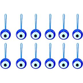 Turkish Glass Blue Evil Eye Beads - 12 pcs 1.6" (4.2cm) Bulk Pack - Evil Eye Ornament Protection Charm - Turkish Nazar Boncuk Talisman - Home Decor Amulet - Wedding Favor in a Box