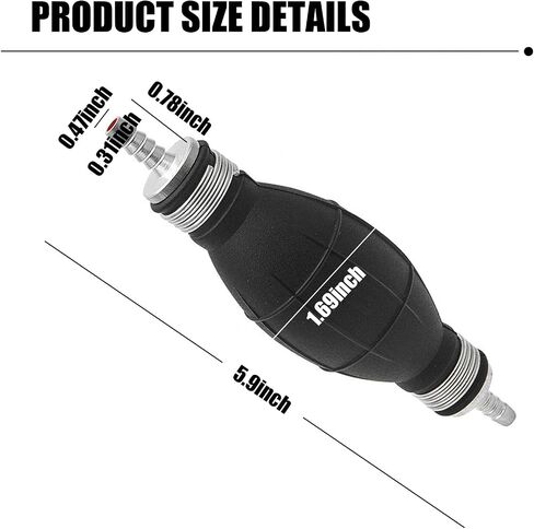 1 PC Bulb Type Car Fuel Pump, Hand Fuel Transferion Valve Accessory, Universal Rubber Marine Boat Gasoline Petrol Diesel Pump Accessories (Black #0.2In) in Saudi Arabia