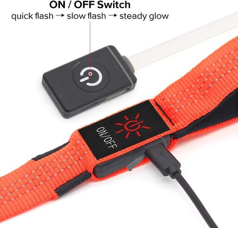 مقود الكلب العاكس LED - مقود الكلب المضيء في الظلام - مقود الكلب المضيء بطول 4 أقدام للكلاب الصغيرة والمتوسطة والكبيرة (برتقالي) in Kuwait