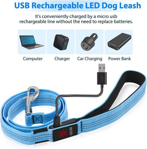 مقود الكلب العاكس LED - مقود الكلب المضيء في الظلام - مقود الكلب المضيء بطول 4 أقدام للكلاب الصغيرة والمتوسطة والكبيرة (برتقالي) in Kuwait