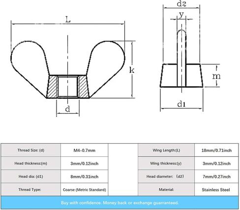 50pcs M4-0.7mm Stainless Steel Wing Nuts Hand Twist Tighten Ear Wing Nut Threaded Thumb Butterfly Claw Nuts in Saudi Arabia