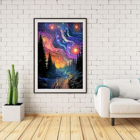 MjhRcll Starry Sky Stamped Cross Stitch Kits, DIY Starry Night Cross Stitch Ornament Kits for Adults Beginners,Colorful Counted Embroidery Needlepoint Kits Home Decor 12x16inch in Saudi Arabia