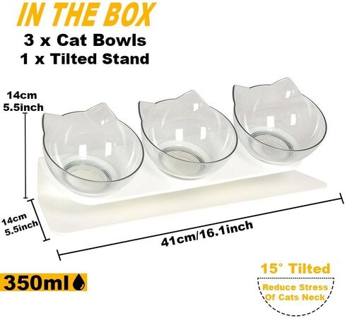 Raised Cat Food Bowl with Stand, Cat Food and Water Bowl Set, Elevated Cat Bowl Whisker Friendly Tilted Cat Bowls (Black) in Saudi Arabia