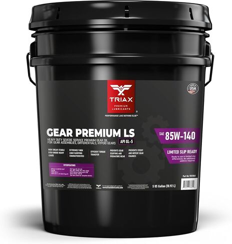 TRIAX Gear Premium LS 85W-140، GL-5 محدود الانزلاق جاهز، ناقل حركة يدوي، أنظمة تروس Hypoid، تروس تفاضلية، معتمد من الناتو العسكري، أوسع نطاق لمواصفات OEM (سطل 5 جالون) in Saudi Arabia