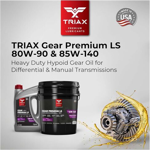 TRIAX Gear Premium LS 85W-140، GL-5 محدود الانزلاق جاهز، ناقل حركة يدوي، أنظمة تروس Hypoid، تروس تفاضلية، معتمد من الناتو العسكري، أوسع نطاق لمواصفات OEM (سطل 5 جالون) in Saudi Arabia