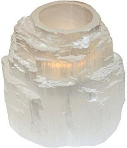 Natural Clear Selenite Tower Candleholder Mystical Healing in Saudi Arabia