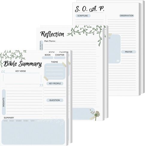 12 Pcs Church Notes Notebook 5.5 x 8.5 Inch Tear Away Sermon Note Bible Study Journal Church Christian Note Taking Supplies Soap Reflection Religious Notepads 3 Style Each with 25 Pages in Saudi Arabia