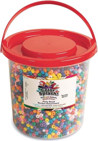 S&S Worldwide Color Splash! دلو خرز المهر، 4 أرطال - أكثر من 6500 خرزة! خرزات بلاستيكية لامعة متنوعة في دلو محمول وقابل للتكديس والتخزين! للأطفال، والمخيم، والمدرسة، والمجموعات، 6 مم × 9 مم مع فتحة 3.5 مم in Saudi Arabia