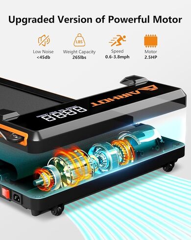 وسادة المشي AlRHOT مع ميل، 5% ميل تحت المكتب مع جهاز تحكم عن بعد، جهاز سير للمشي بقوة 2.5 حصان مع شاشة LED للمشي والتسلق في المنزل أو المكتب، سعة 265 رطل in Kuwait